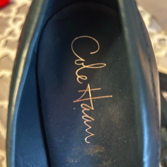 NWOB Cole Haan stacked heel loafers with an almond toe in teal sz 7.5 - Picture 4 of 5